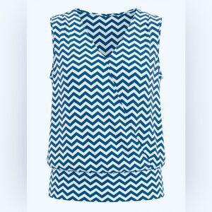 LULU-B WOMENS SLEEVELESS TUNIC BLUE AND WHITE SIZE S